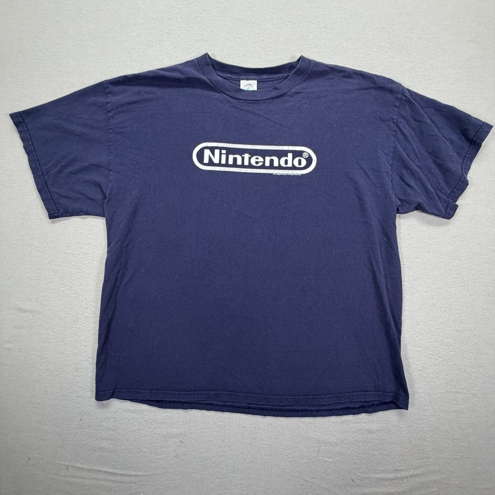 Nintendo T-Shirt Mens XL Good Navy Blue Vintage Delta Pro Weight Logo Graphic